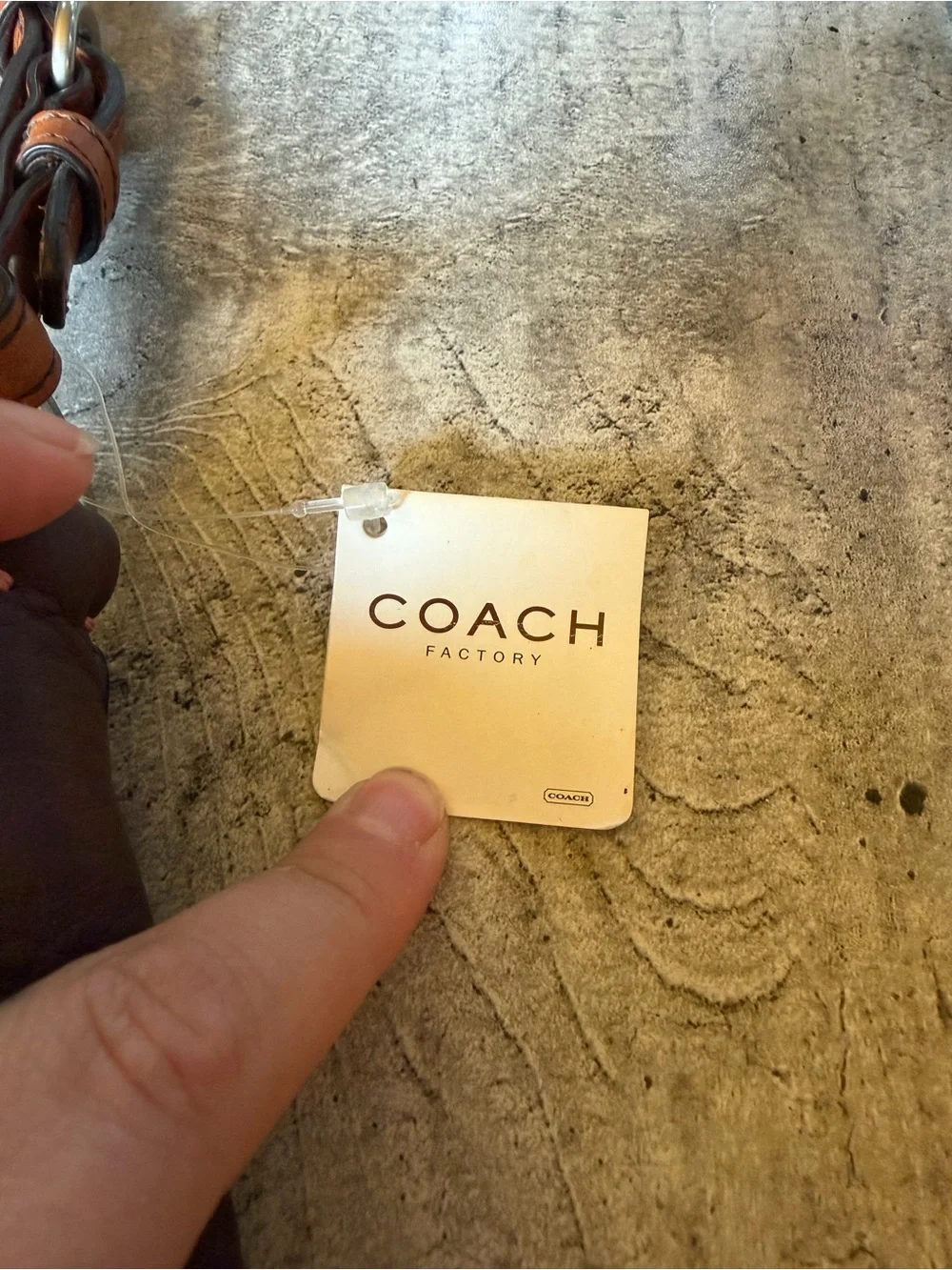 Coach Brown Leather Shoulder Bag with Tan Strap and Pink Topstitching